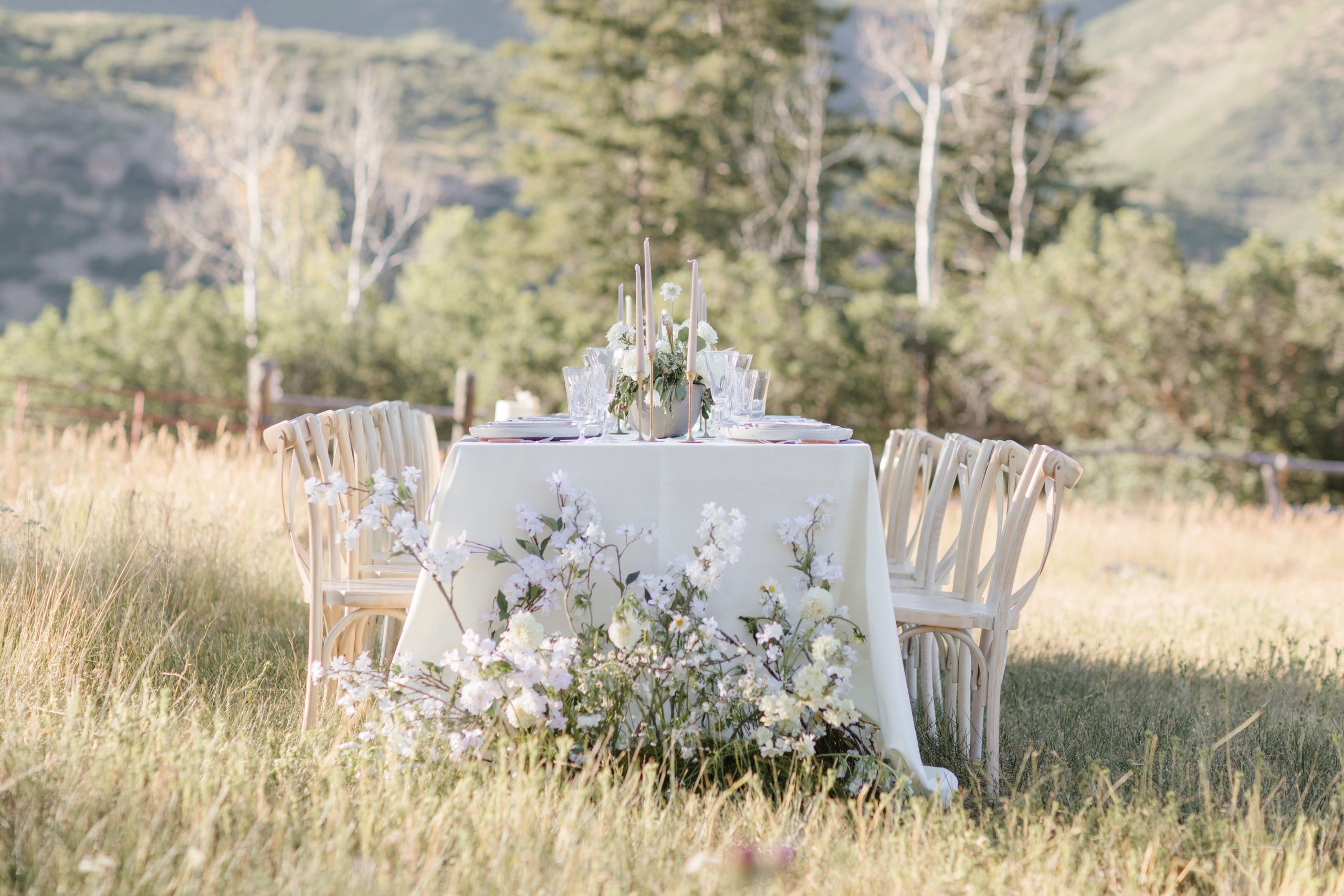 Outdoor wedding party table in Jackson Hole, Grand Teton