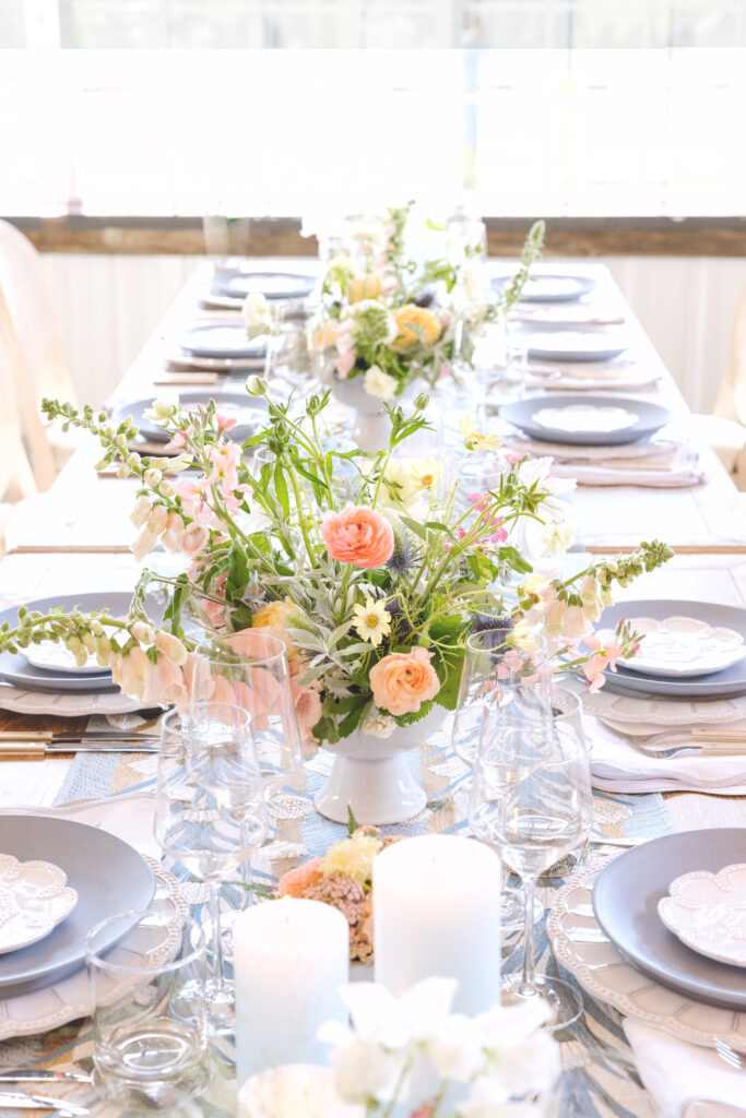 stunning light, airy, and rustic table arrangements