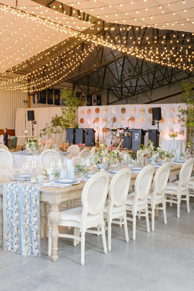 reception area with a view of the stage and the cowboy hat wall