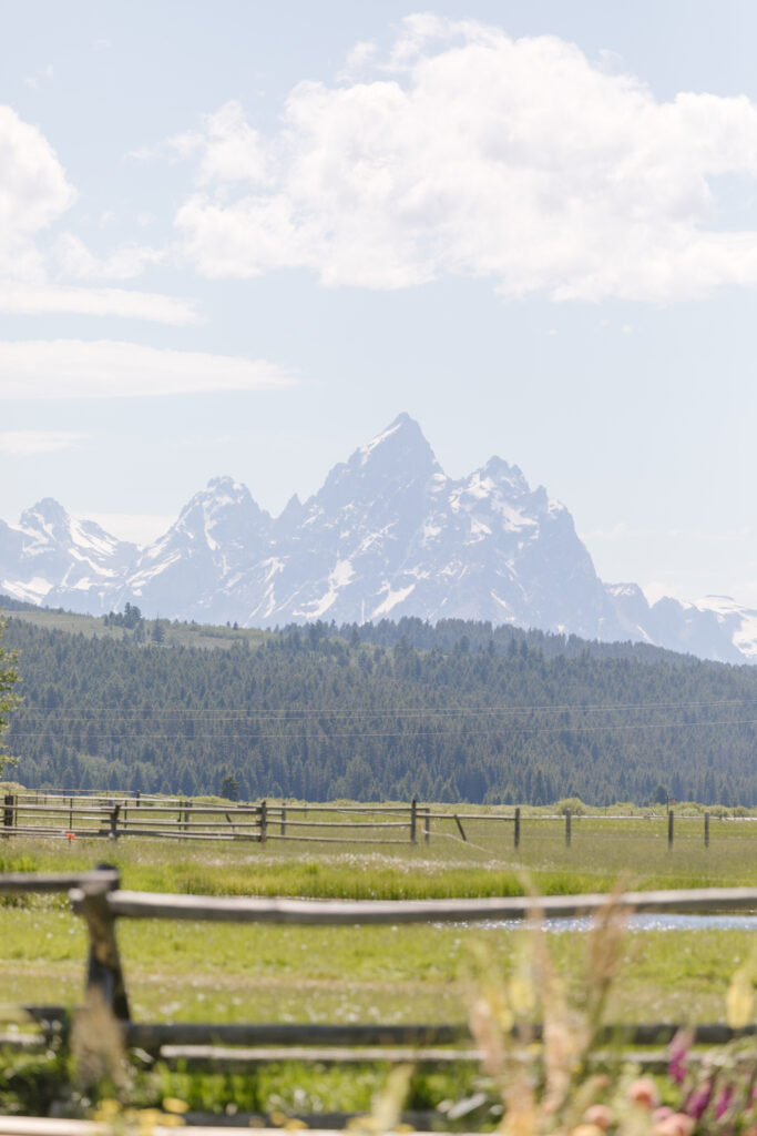 view of the Tetons from Diamond Cross Ranch