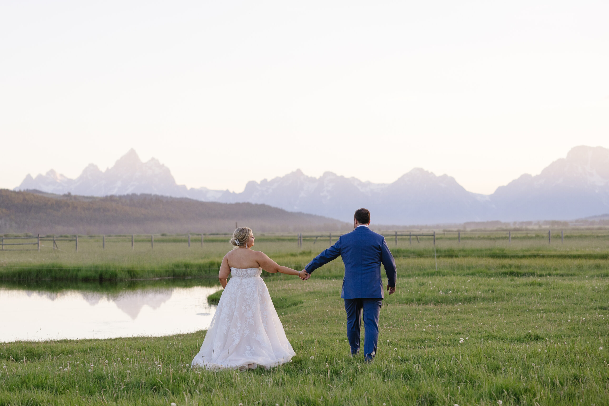 Bride and groom in one of the best elopement locations in Grant Teton.