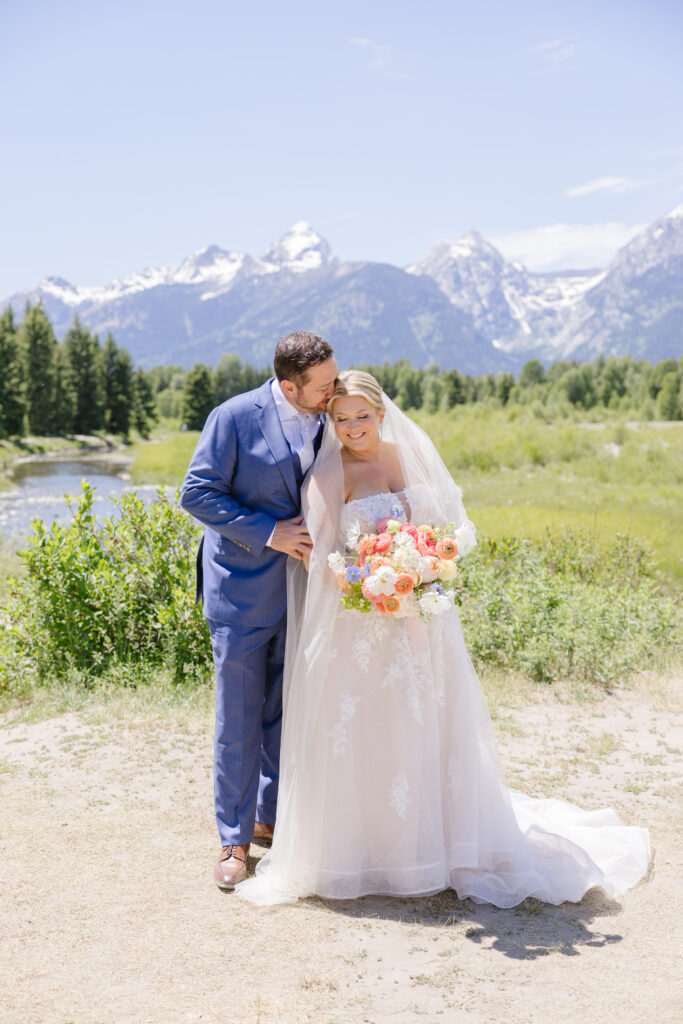 Couple shares first look in one of the best places to elope, Grant Teton National Park.