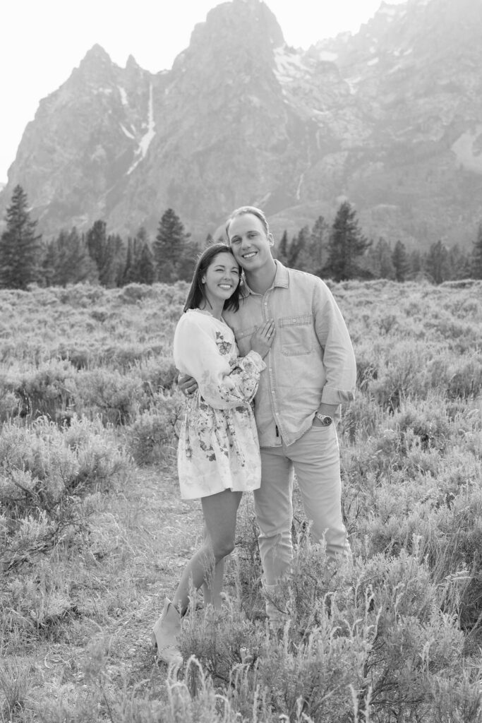 Black and white photo of couple in GTNP