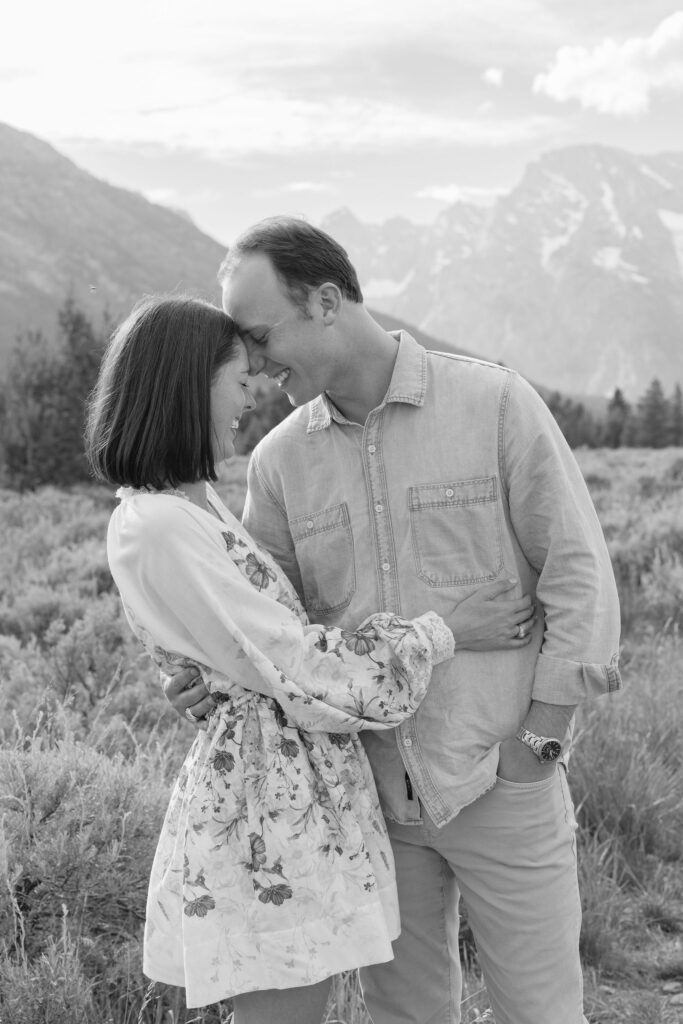 Black and white photo of couple in GTNP