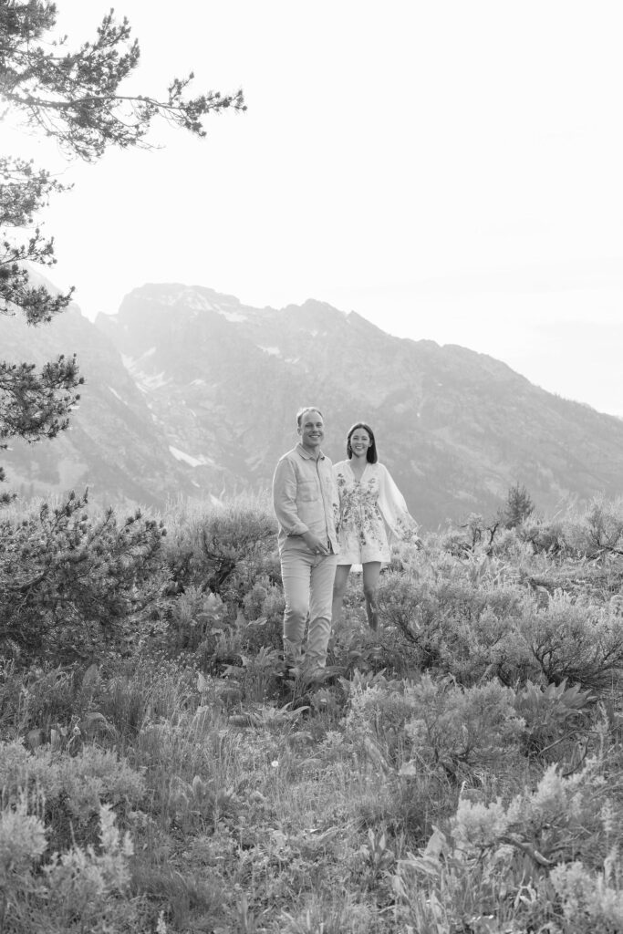 Black and white photo of couple in GTNP