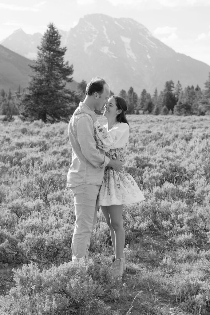 Black and white photo of couple in GTNP