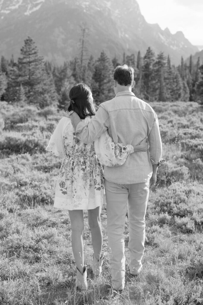 Black and white photo of couple in GTNP
