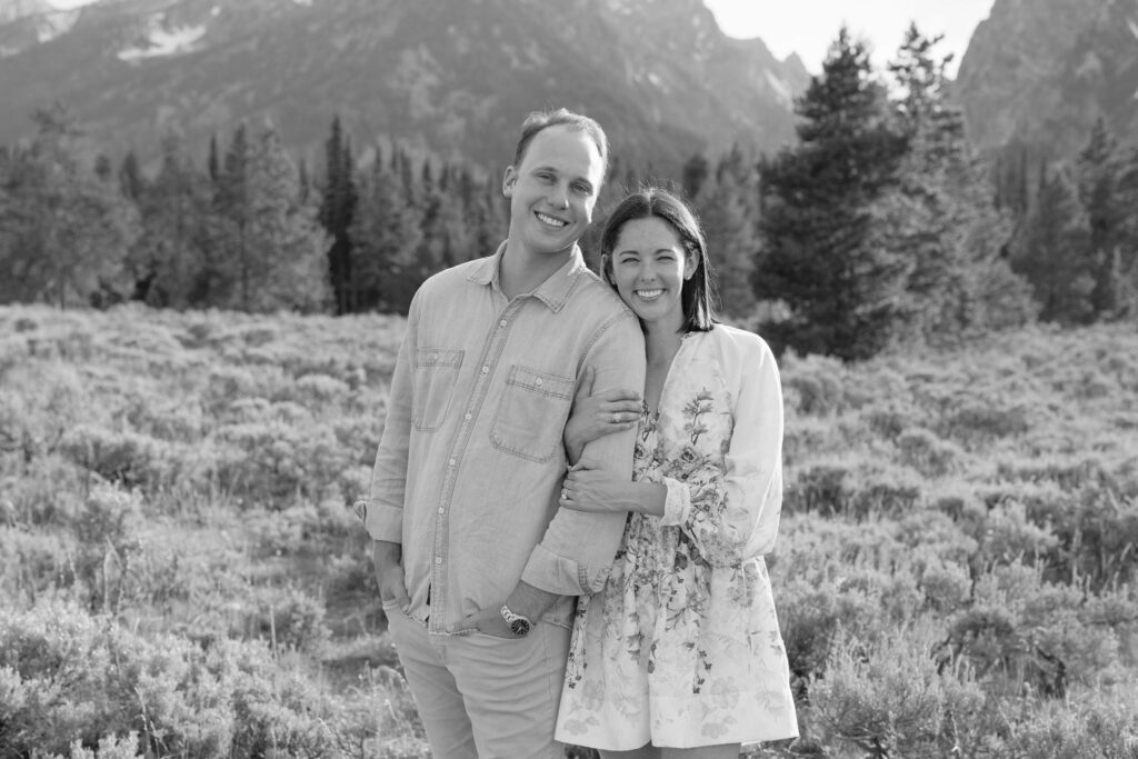 Black and white photo of couple in GTNP