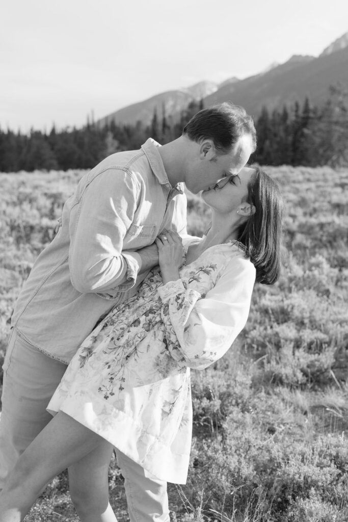 Black and white photo of couple in GTNP