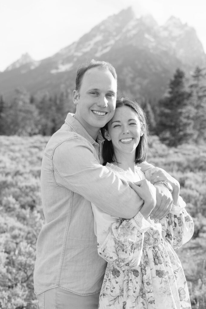 Black and white photo of couple in GTNP