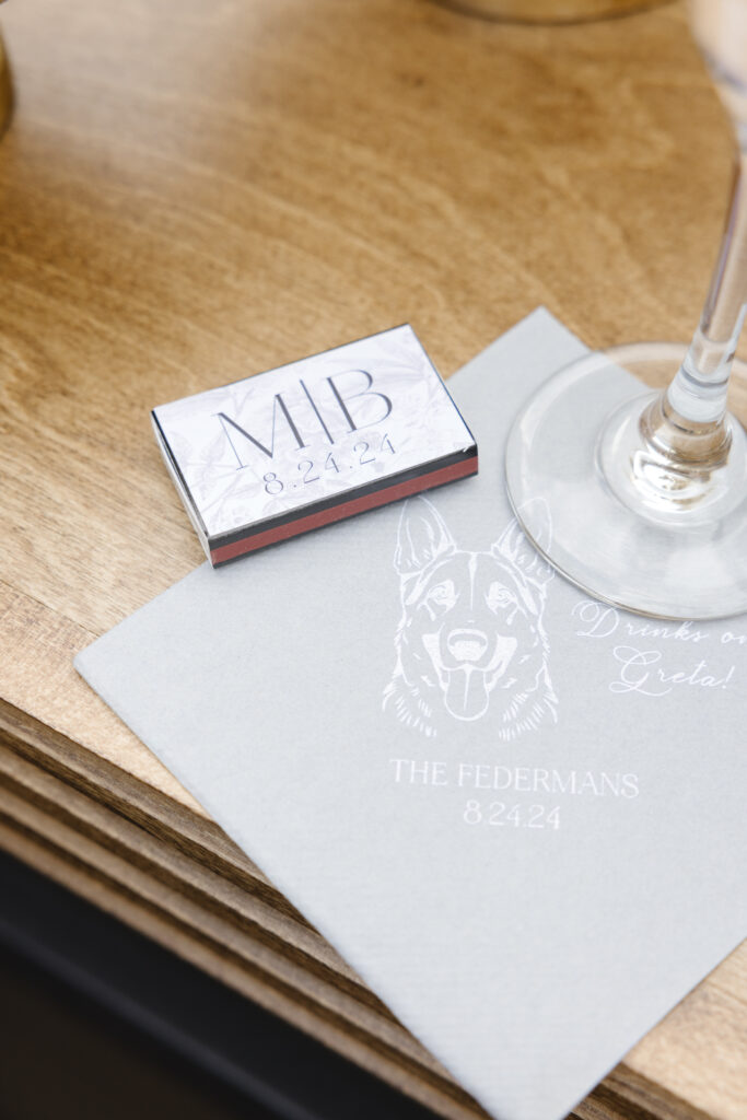 Custom wedding details at indoor reception venues in Jackson Hole and Grand Teton.