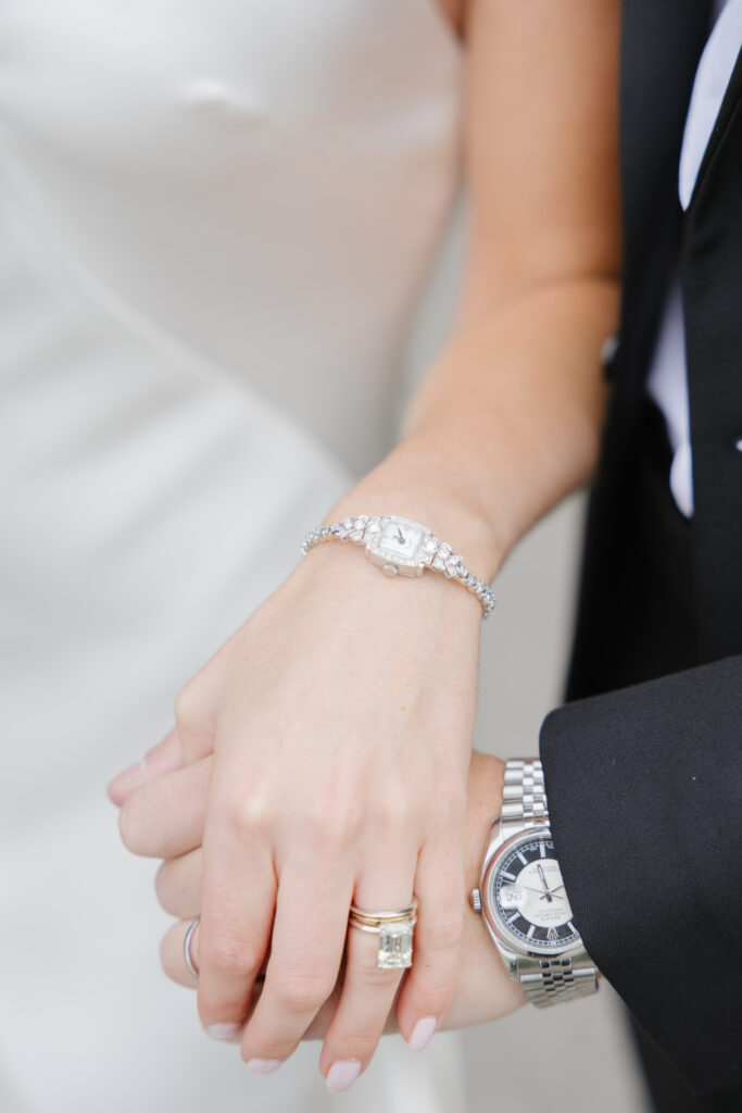 Catholic wedding photographer in Jackson Hole captures detailed photo of bride and groom's rings.