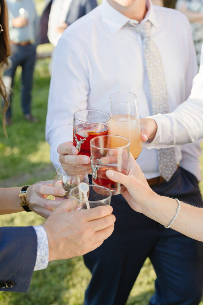 Guests toast to beautiful Wyoming elopement. 