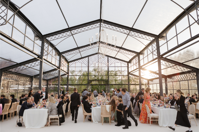 Reception space filled with guests.