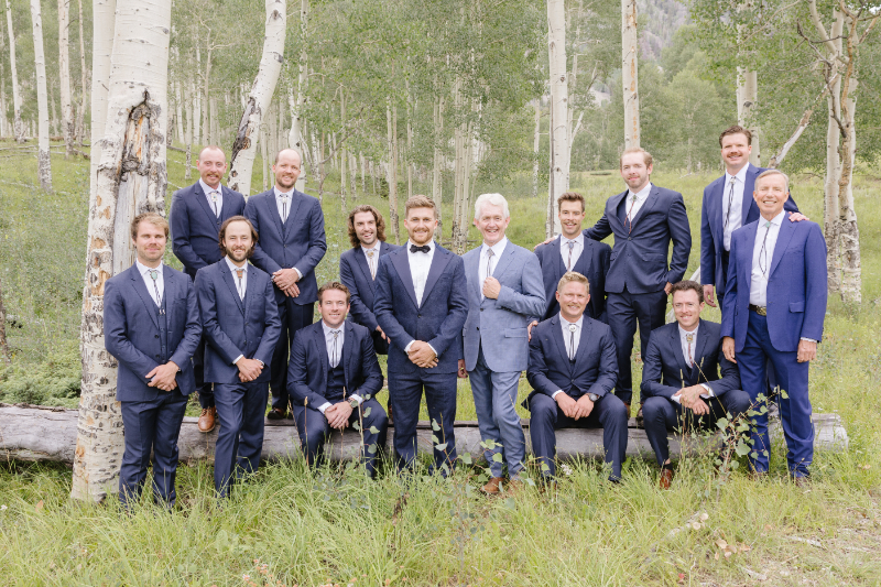 Groom with his groom-mans at the Yellowstone National Park for a wedding.