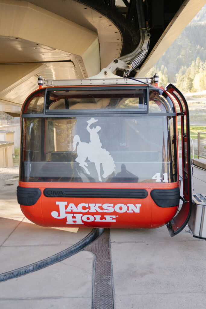 Jackson Hole Aerial Tram taking wedding guests up to a welcome party.