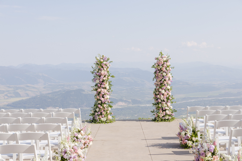 Jackson Hole Wyoming wedding ceremony overlooking the mountain valley